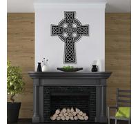 Décoration Murale en métal Croix Celtique, bénédiction Irlandaise, œuvre d'art chrétienne, Sculpture Moderne pour Salon, Chambre, Couloir et escaliers, Cadeau Nature pour la Maison (Noir, 105 x