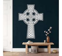 Décoration Murale en métal Croix Celtique, bénédiction Irlandaise, œuvre d'art chrétienne, Sculpture Moderne pour Salon, Chambre, Couloir et escaliers, Cadeau Nature pour la Maison (Blanc, 90 x