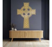 Décoration Murale en métal Croix Celtique, bénédiction Irlandaise, œuvre d'art chrétienne, Sculpture Moderne pour Salon, Chambre, Couloir et escaliers, Cadeau Nature (doré, 105 x 76 cm)