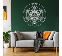 Décoration Murale en métal Cube Métatron, Géométrie sacrée, Décoration Murale Moderne pour Salon, Chambre, Couloir et escaliers, Décoration d'intérieur Nature (Blanc, 80 x 80 cm)