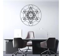 Décoration Murale en métal Cube Métatron, Géométrie sacrée, Décoration Murale Moderne pour Salon, Chambre, Couloir et escaliers, Décoration d'intérieur Nature, Cadeau (Noir, 80 x 80 cm)