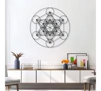 Décoration Murale en métal Cube Métatron, Géométrie sacrée, Décoration Murale Moderne pour Salon, Chambre, Couloir et escaliers, Décoration d'intérieur Nature, Cadeau (Noir, 62 x 62 cm)