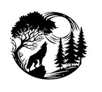 Décoration murale en métal d'animaux sauvages - Silhouette de loup hurlant - Œuvre d'art en métal animal élégante - Tenture murale rustique en fer noir - Décoration d'intérieur inspirée de la nature