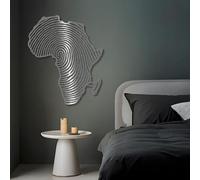 Décoration Murale en métal d'art Minimaliste Moderne Carte de l'Afrique Empreinte Digitale Continent Africain Signe Tribal Traditionnel Boho Salon Chambre Cuisine Tion
