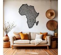 Décoration Murale en métal d'art Minimaliste Moderne Carte de l'Afrique Empreinte Digitale Continent Africain Signe Tribal Traditionnel Boho Salon Chambre Cuisine Tion
