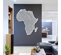 Décoration Murale en métal d'art Minimaliste Moderne Carte de l'Afrique Empreinte Digitale Continent Africain Signe Tribal Traditionnel Boho Salon Chambre Cuisine Tion