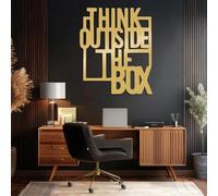 Décoration Murale en métal d'art Minimaliste Moderne « Pensez différemment », Citations inspirantes sur la réussite, à Suspendre dans Un Bureau ou Une Chambre (Or, 70 x 59 cm)