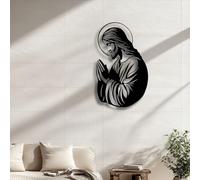 Décoration Murale en métal d'art Minimaliste Moderne Sculpture de Jésus Seigneur Église Maison Salon Sanctuaire (Noir 26"x41"/66x105 cm sans Cadre)