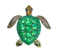 Décoration murale en métal de 30 cm de tortue de mer à suspendre pour décoration murale thème vie marine en métal pour salle de bain, jardin, piscine, vert