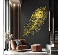 Décoration Murale en métal doré représentant Une Plume, Sculpture Murale élégante en métal pour entrée, Sculpture Moderne en Forme de Plume pour Salon, Chambre, Couloir et escaliers, décor