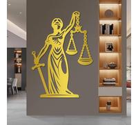 Décoration Murale en métal doré Sculpture Suspendue représentant la déesse de la Justice Thémis et sa Balance idéale pour Le Salon la Chambre ou Le Bureau Dimensions : 100 cm x 71 cm (39 po x 28 po)