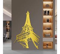Décoration Murale en métal doré Sculpture Suspendue représentant la Tour Eiffel et Un Paysage Urbain de Paris pour Salon Chambre ou Bureau Dimensions : 80 x 54 cm (31 x 21 Pouces)