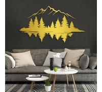 Décoration Murale en métal doré Sculpture Suspendue représentant Une Montagne et Une Colline idéale pour Le Salon ou la Chambre Dimensions : 135 x 76 cm (53 x 30 Pouces)