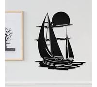 Décoration Murale en Métal en Forme de Bateau, Panneau Mural Vintage en Forme de Silhouette, Plaque en Métal À Suspendre, Décoration Murale Minimaliste D'intérieur Et D'extérieur ( Size : 19.7IN/50cm