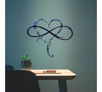 Décoration murale en métal en forme de cœur infini - Décoration murale unique en forme de cœur - Plaque en acier - Décoration géométrique pour chambre à coucher, maison, mariage (29 x 34,8 cm, bleu