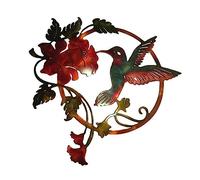 Décoration murale en métal en métal 12, 20x12, 60 pouces art mural d'oiseau en avec trou de suspension à l'oiseau volant sur des fleurs à part entière pour le jardin décor rouge