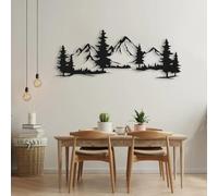 Décoration Murale en métal « Forêt de Montagne » pour cheminée, décor Rustique avec collines et Arbres, tenture Murale inspirée par la Nature pour Salon, Cadeau de Pendaison de crémaillère (90 x 34 c