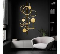Décoration Murale en métal géométrique Verticale, décoration Murale en métal, Cercle et Ligne, décoration Moderne Abstraite pour Salon, Chambre, Couloir et escaliers, décoration d'intér
