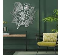 Décoration Murale en métal, Grand Format, Art, Art, décoration bohème, Art Noir, décoration (Argent, 63 x 61 cm)