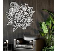 Décoration Murale en métal, Grand Format, Art, Art, décoration bohème, Art Noir, décoration (Blanc, 47 x 46 cm)