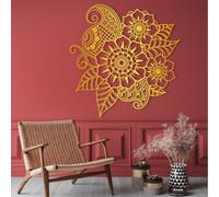 Décoration Murale en métal, Grand Format, Art, Art, décoration bohème, Art Noir, décoration (doré, 76 x 74 cm)