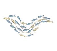 Décoration murale en métal - HOMCOM - motif de poisson unique - 100 x 50 cm - bleu clair