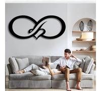 Décoration Murale en métal Infinity He, Infinity He Decor, Amour, Couple Romantique pour Salon, Chambre, Cadeau pour Couple (Noir, 100 x 43 cm)