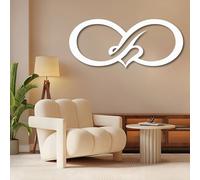 Décoration Murale en métal Infinity He, Infinity He Decor, Amour, Couple Romantique pour Salon, Chambre, Cadeau pour Couple (Blanc, 100 x 43 cm)