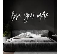 Décoration Murale en métal « Je t’Aime Plus » - Inscription « Je t’Aime Plus » - Lettres décoratives pour Chambre à Coucher - Cadeau de Mariage (Argent 45 x 135 cm)