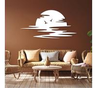 Décoration murale en métal, lever de soleil avec mouettes - Décoration murale unique pour salon et au-dessus du lit, grand motif lever de soleil en métal pour décoration de la maison