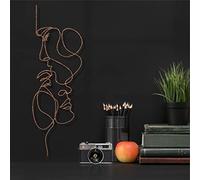 Décoration murale en métal, ligne d'amour, décoration d'intérieur, décoration d'intérieur, décoration murale, art minimaliste, bronze (20 x 60 cm)
