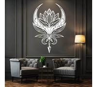 Décoration Murale en métal Mandala Fleur de Lotus Lune Mandala à Suspendre Sculpture Lunaire céleste et spirituelle Décoration de Studio de Yoga Cadeau Spirituel (Blanc 3