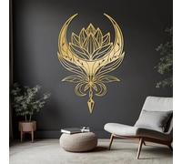 Décoration Murale en métal Mandala Fleur de Lotus Lune Mandala Suspendue Sculpture Lunaire céleste et spirituelle Décoration de Studio de Yoga Cadeau Spirituel (Or 20" x