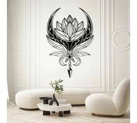 Décoration Murale en métal Mandala Fleur de Lotus Lune Mandala Suspendue Sculpture Lunaire céleste et spirituelle Décoration de Studio de Yoga Cadeau Spirituel (Noir 28"