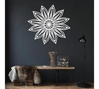 Décoration Murale en métal Mandala, Fleurs, Fleur de Lotus Unique pour Salon, Chambre, Salle de Bain, Bureau (Blanc, 35 x 33 Pouces / 90 x 83 cm)
