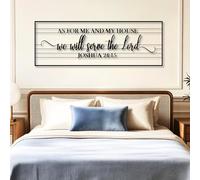 Décoration Murale en métal Minimaliste Moderne avec versets bibliques, Signe « Moi et ma Maison » avec Dieu, Tout est Possible, Salon (Noir, 76 x 26 cm)