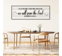 Décoration Murale en métal Minimaliste Moderne avec versets bibliques, Signe « Moi et ma Maison » avec Dieu, « Tout est Possible » pour Salon (Noir, 135 x 47 cm)