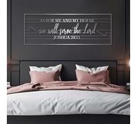 Décoration Murale en métal Minimaliste Moderne avec versets bibliques, Signe « Moi et ma Maison » avec Dieu, « Tout est Possible » pour Salon (Argent 47 "x 16" | 120 x 42 cm)