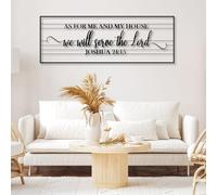 Décoration Murale en métal Minimaliste Moderne avec versets bibliques, Signe « Moi et ma Maison » avec Dieu, Tout est Possible, Salon (Noir, 100 x 35 cm)