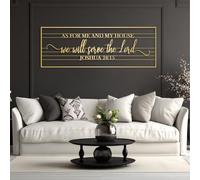 Décoration Murale en métal Minimaliste Moderne avec versets bibliques, Signe « Moi et ma Maison » avec Dieu, Tout est Possible, Salon (doré, 100 x 35 cm)