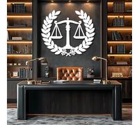 Décoration Murale en métal Minimaliste Moderne Balance Justice Droit Bureau Balance Balance Signe École Salon Tion Avocat Elle ou Lui (Blanc 39"x 34"|100x87cm)