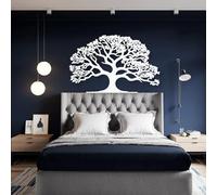 Décoration Murale en métal Minimaliste Moderne, Dessin au Trait d'arbre de Vie, Maison Unique, Suspension, Cuisine, Salle de Bain, Salon (Blanc 31" x 20" / 80 51 cm)