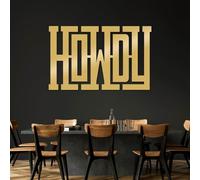 Décoration Murale en métal Minimaliste Moderne Howdy Art, Grande Pancarte de Bienvenue Rustique de Style Western, Ambiance sud-Ouest, Salon Style Ferme (doré, 90 x 56 cm)