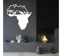 Décoration Murale en métal Minimaliste Moderne, Motif Carte du Continent Africain, décoration de Salon (Blanc 87 x 90 cm)