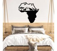 Décoration Murale en métal Minimaliste Moderne, Motif Carte du Continent Africain, décoration de Salon (Noir, 60 x 62 cm)