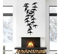Décoration Murale en métal Minimaliste Moderne, Motif truie Volante, Oiseaux, Salon, Chambre, Cuisine, Pendaison de crémaillère (Noir, 72 x 150 cm)