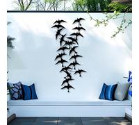 Décoration Murale en métal Minimaliste Moderne, Motif truie Volante, Oiseaux, Salon, Chambre, Cuisine, Pendaison de crémaillère (Noir, 38 x 80 cm)
