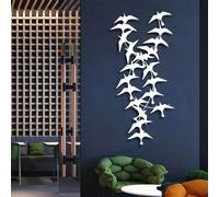Décoration Murale en métal Minimaliste Moderne, Motif truie Volante, Oiseaux, Salon, Chambre, Cuisine, Pendaison de crémaillère (Blanc, 72 x 150 cm)