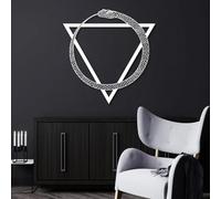 Décoration Murale en métal Minimaliste Moderne, Sculpture égyptienne à géométrie sacrée, Serpent Ouroboros, Suspension pour Salon (Blanc 77 x 80 cm)