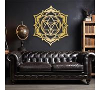 Décoration Murale en métal Minimaliste Moderne Sri Yantra Géométrie sacrée Mandala Zen Méditation Signe Géométrique Tion Tentures Salon Chambre Bureau (Or 39"x 44"|100x114cm)